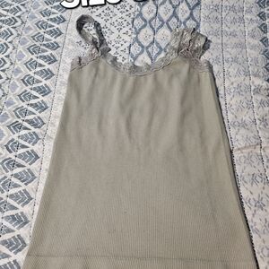 Lace Trim Ribbed Tank Top